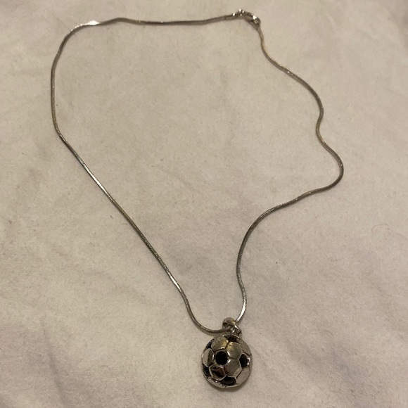 Silver Soccer Ball Necklace - Picture 5 of 5